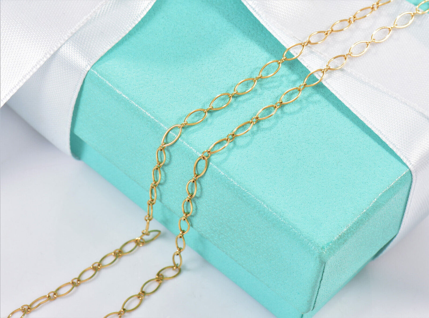 Tiffany & Co 18K Yellow Gold Oval Link Chain 24.25" Necklace For Pendant & Pouch