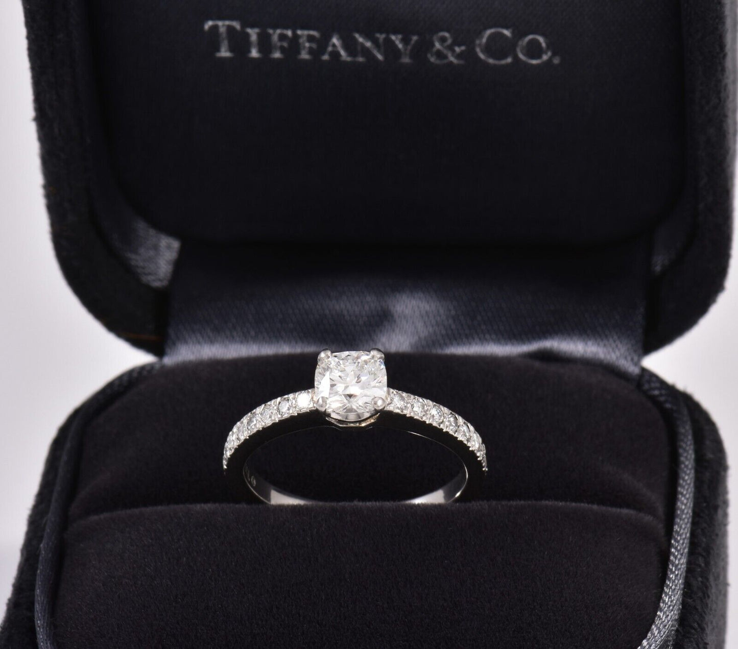 Tiffany & Co Novo .68 ct G VS1 Square Cushion Diamond Size 5 Engagement Ring