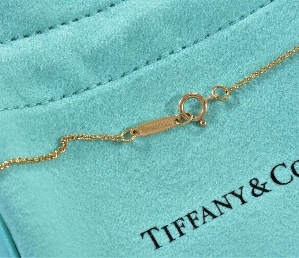 Tiffany & Co 18K Yellow Gold Three Heart Pendant 19" Love Necklace in Box Pouch