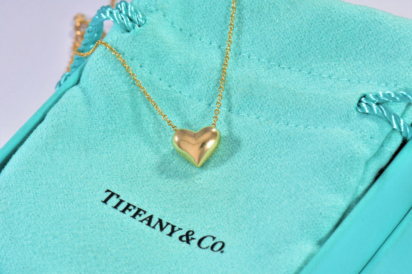 Tiffany & Co Diamond 18k Yellow Gold Etoile Heart Pendant 17" Necklace Platinum