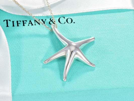 Tiffany & Co Silver Elsa Peretti Large Starfish Pendant 16.25" Necklace in Box