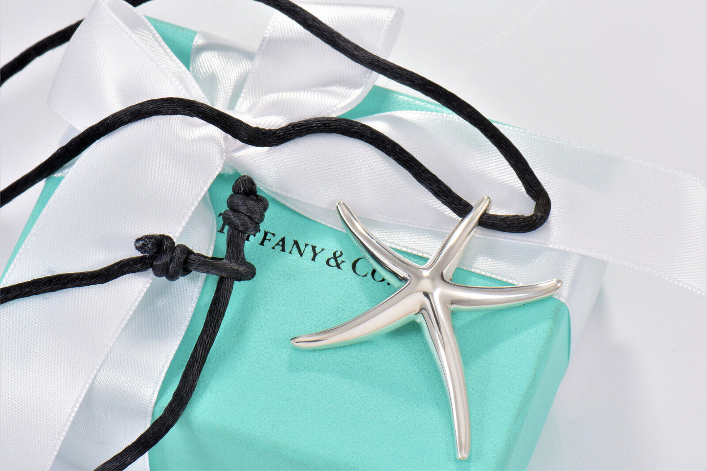 Tiffany & Co Silver Elsa Peretti Huge Starfish Pendant 26" Large Cord Necklace