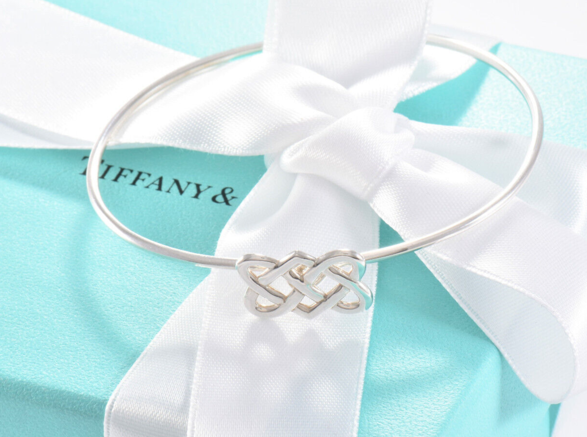 Tiffany & Co Silver Paloma Picasso Celtic Knot Hook 7" Bracelet in Pouch Bangle