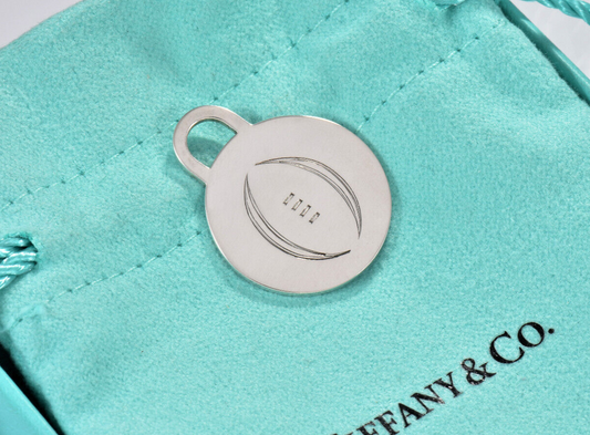 Tiffany & Co Silver Football Circle Round Charm Pendant For Necklace & Bracelet