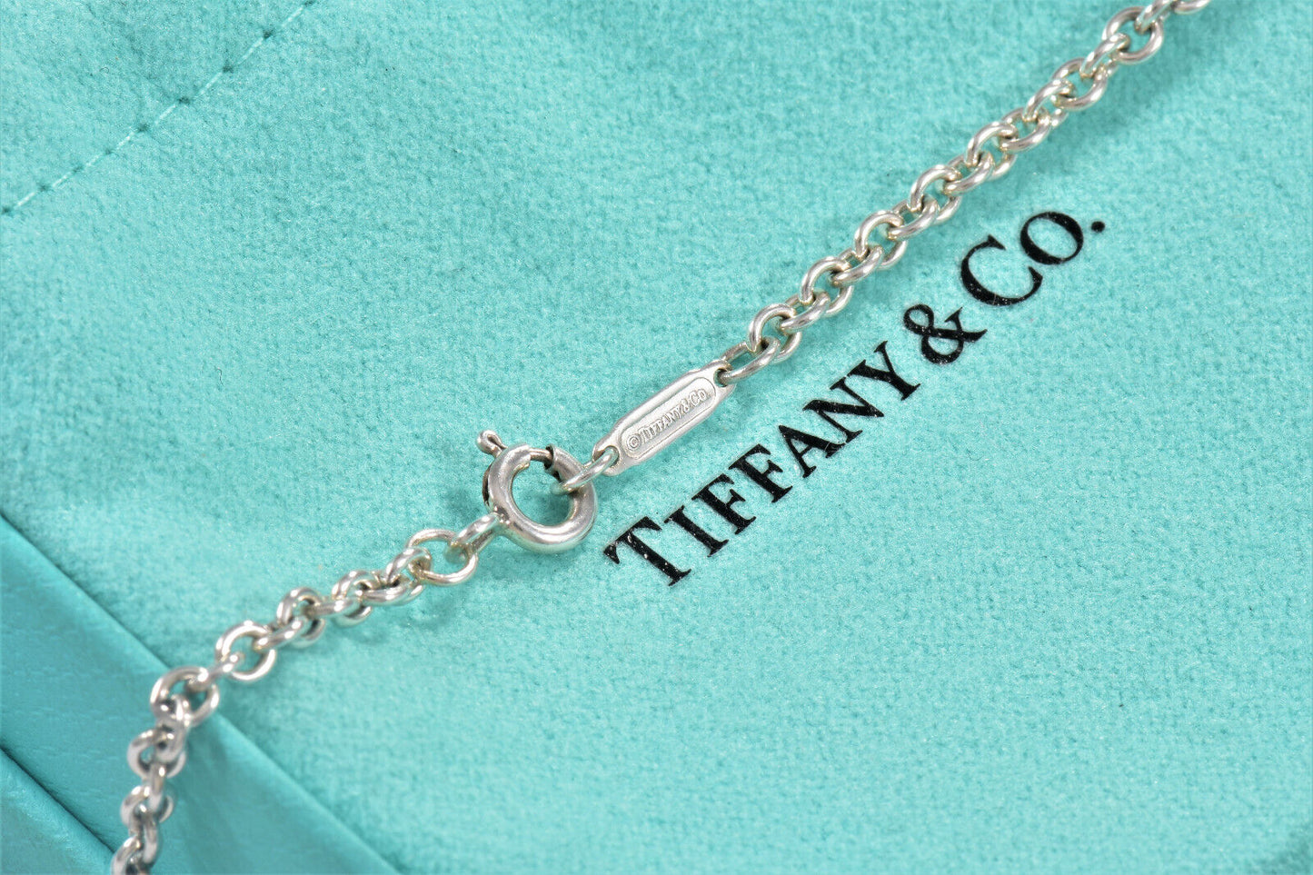 Tiffany & Co Silver 3mm Thick Curb Chain 36.2" Necklace For Pendant & Pouch Rare