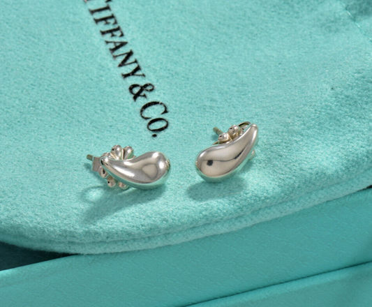 Tiffany & Co Silver Elsa Peretti 11mm Small Teardrop Stud Earrings in Pouch Rare