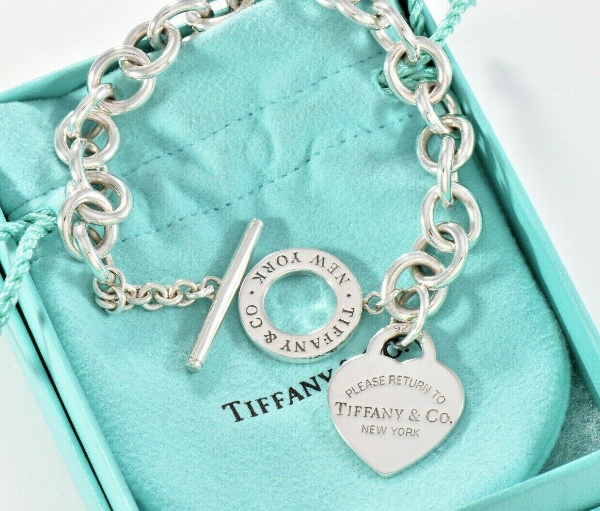 Please Return To Tiffany & Co Silver Toggle Chain 8.45" Bracelet New Version