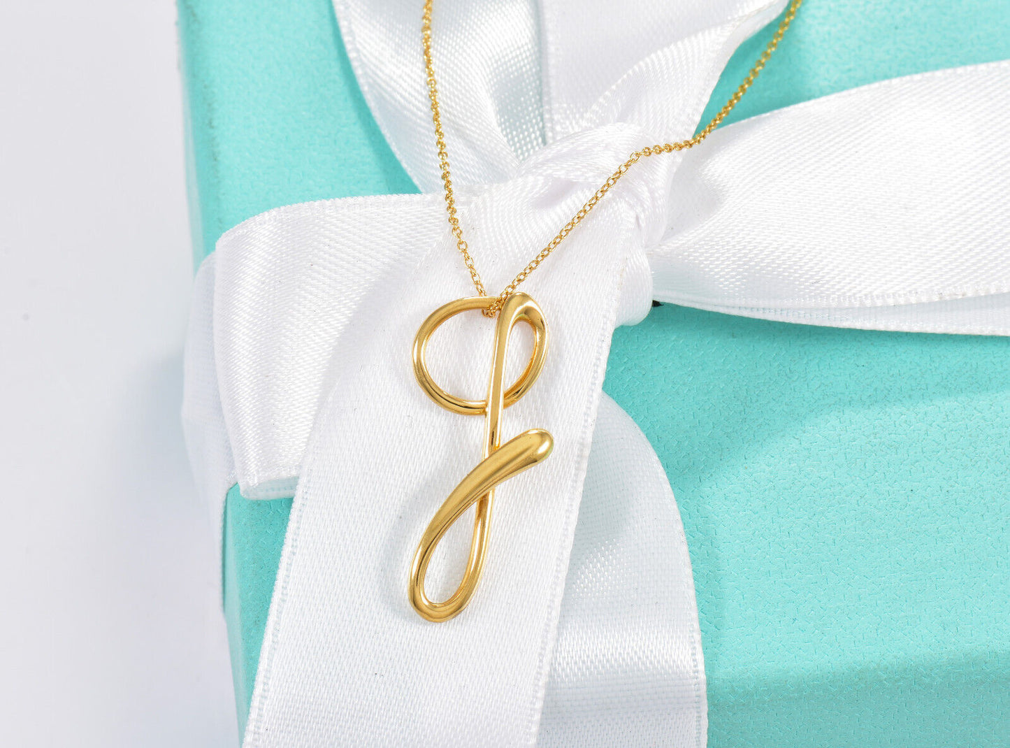 Tiffany & Co 18K Yellow Gold Elsa Peretti Letter G Pendant 16" Necklace in Box