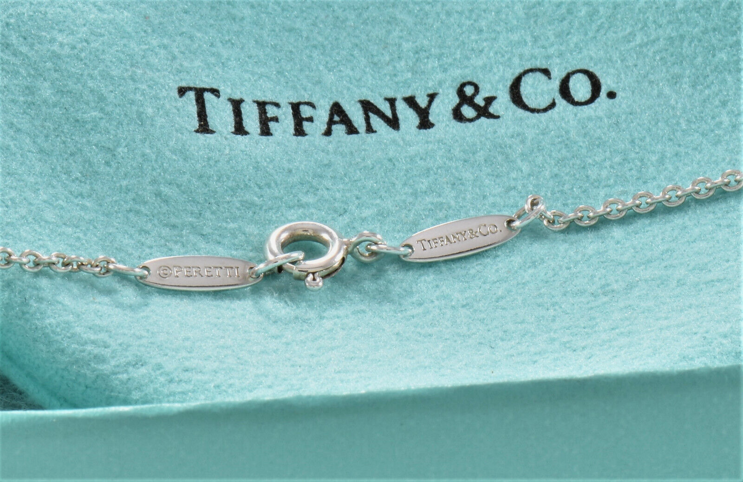 Tiffany & Co Silver Elsa Peretti Star Charm 7.26" Chain Bracelet in Pouch Rare