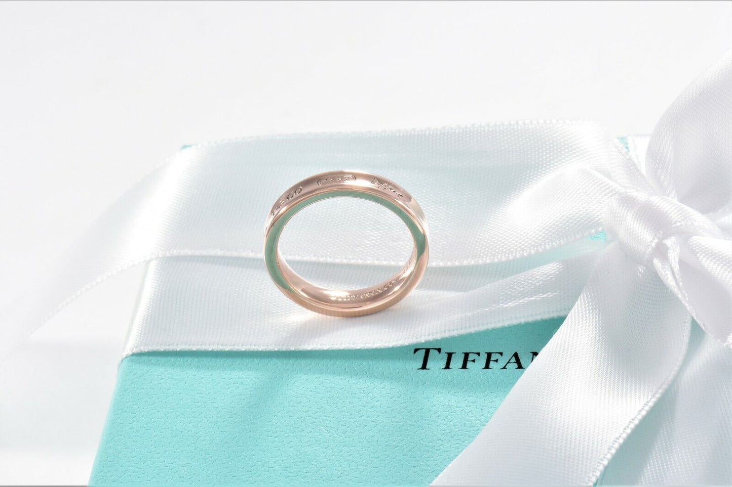 Tiffany & Co Rubedo Gold Metal Narrow 1837 Band Ring Size 13 and Pouch Lovely