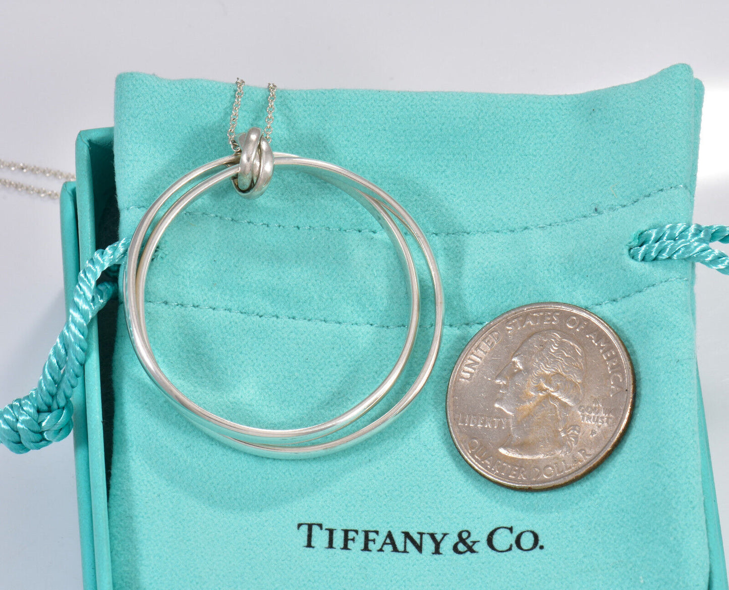 Tiffany & Co Silver Paloma Picasso Large 1.75" Melody Pendant 30" Necklace Boxed