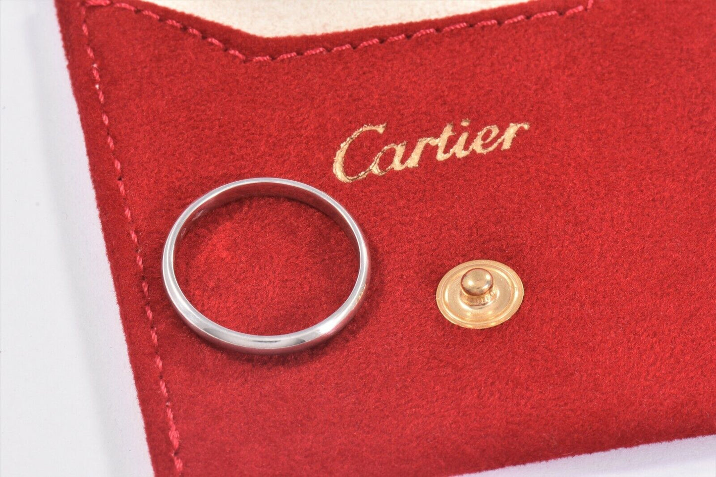 Cartier Platinum 1895 Wedding Band 2.5mm Size 56 7.5 US with Pouch Mint