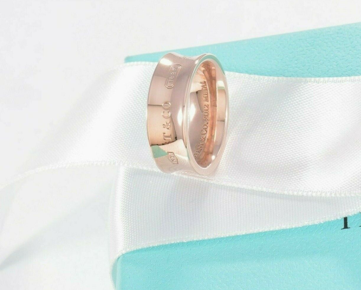 Tiffany & Co Rubedo Gold Metal Medium 1837 Band Ring Size 8 in Pouch Lovely Rare