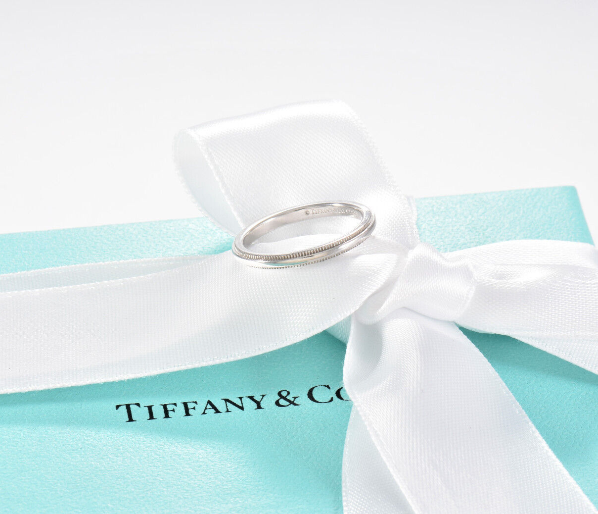 Tiffany & Co Together Platinum 2mm Milgrain Band Ring Size 4.5 in Box Pouch Love