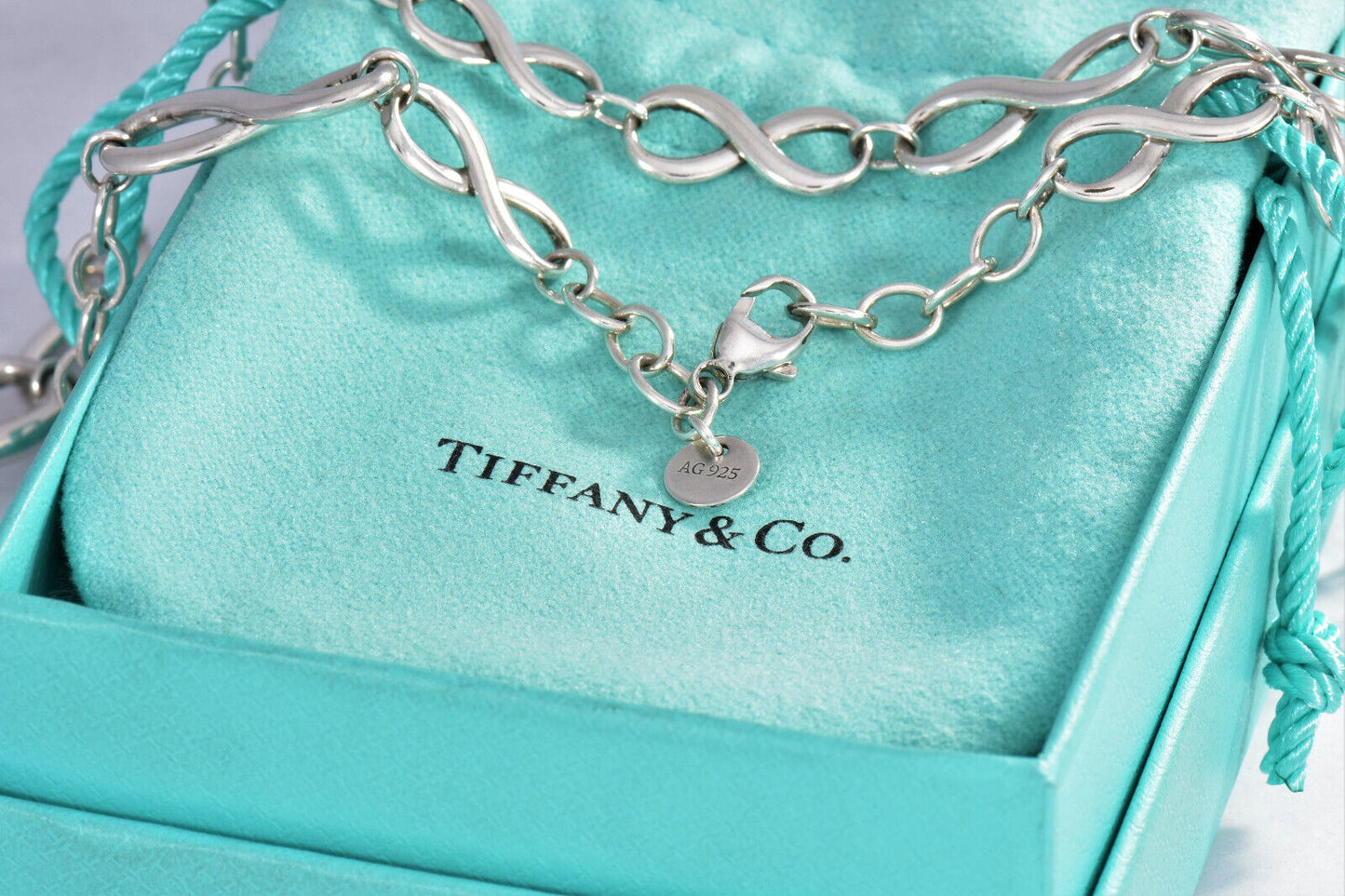 Tiffany & Co Silver Infinity Endless Multi Pendant XL 36” Necklace Heavy Charm