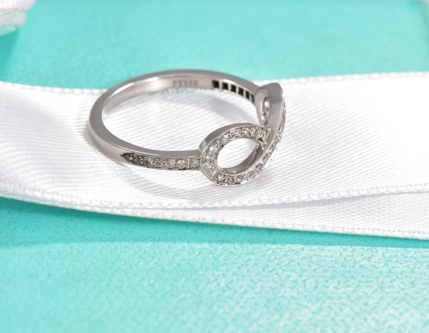 Tiffany & Co Platinum Diamond Infinity Ring Size 5.5 Eternity Band in Box Pouch