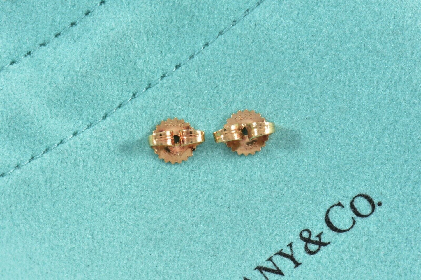 Tiffany & Co 18k Yellow Gold "X" Signature Stud 9mm Small Earrings and Box Pouch