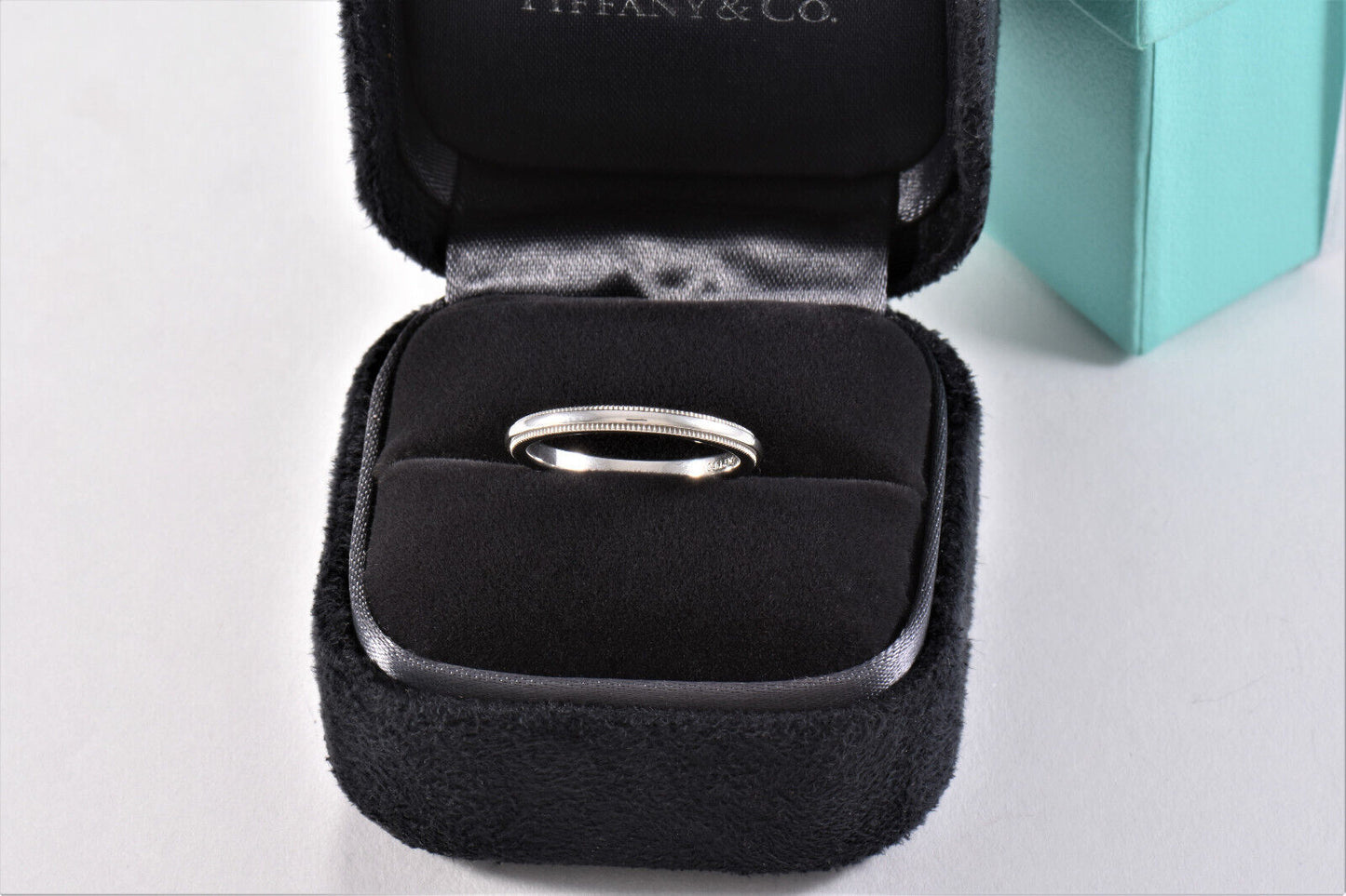 Tiffany & Co Together Platinum 2mm Milgrain Band Ring Size 4.5 in Box Pouch Love