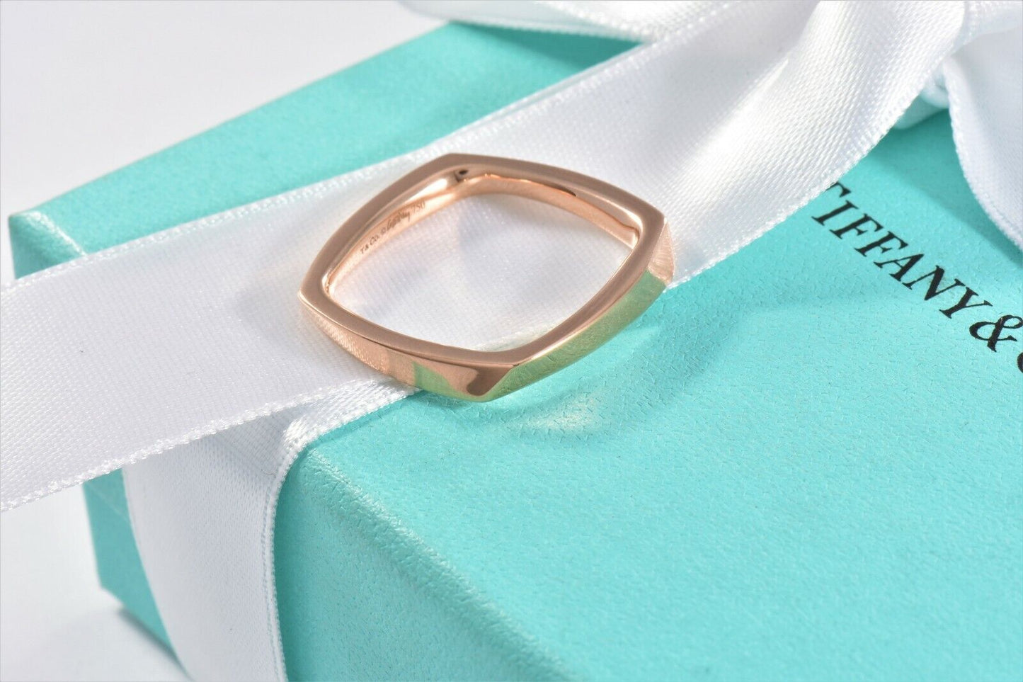 Tiffany & Co Frank Gehry 18K Rose Gold Torque Square Ring Size 5 Rare in Box