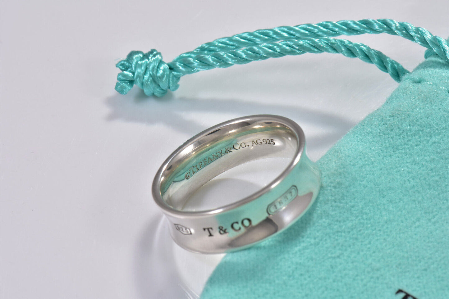 Tiffany & Co Sterling Silver 1837 Medium Ring Size 6.5 Band in Pouch New Version