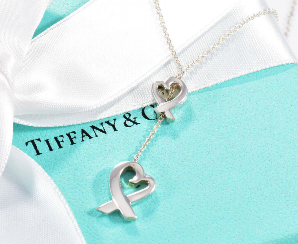 Tiffany & Co Silver Paloma Picasso Loving Heart Lariat Pendant 19" Necklace Rare