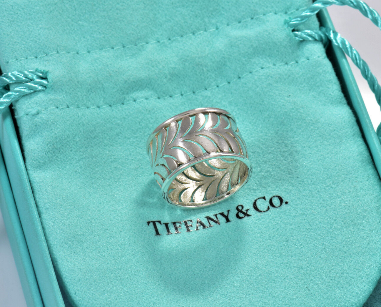 Tiffany & Co Silver Paloma Picasso Villa Palm Leaf Wide Ring Size 6 Band Branch