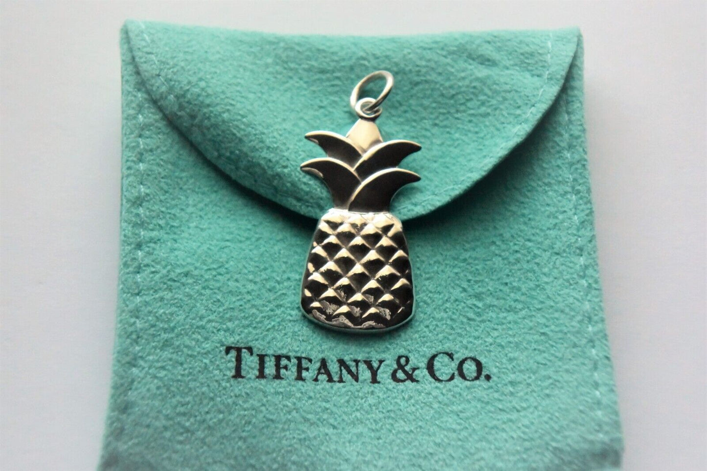 Tiffany & Co Sterling Silver Pineapple Charm for Bracelet or Necklace in Pouch