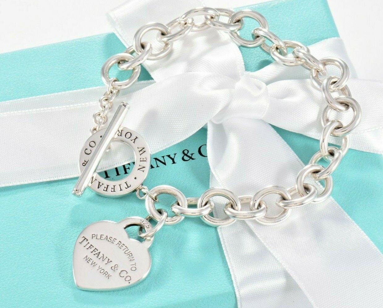 Please Return To Tiffany & Co Silver Toggle Chain 8.45" Bracelet New Version