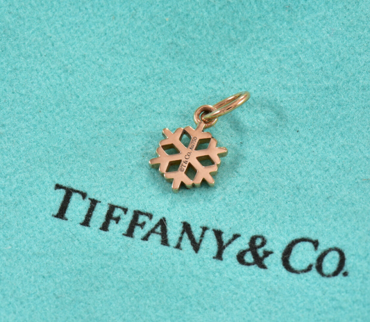 Tiffany & Co 18K Rose Gold Mini Snowflake Charm Pendant for Bracelet Necklace