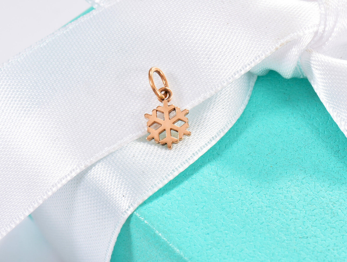 Tiffany & Co 18K Rose Gold Mini Snowflake Charm Pendant for Bracelet Necklace