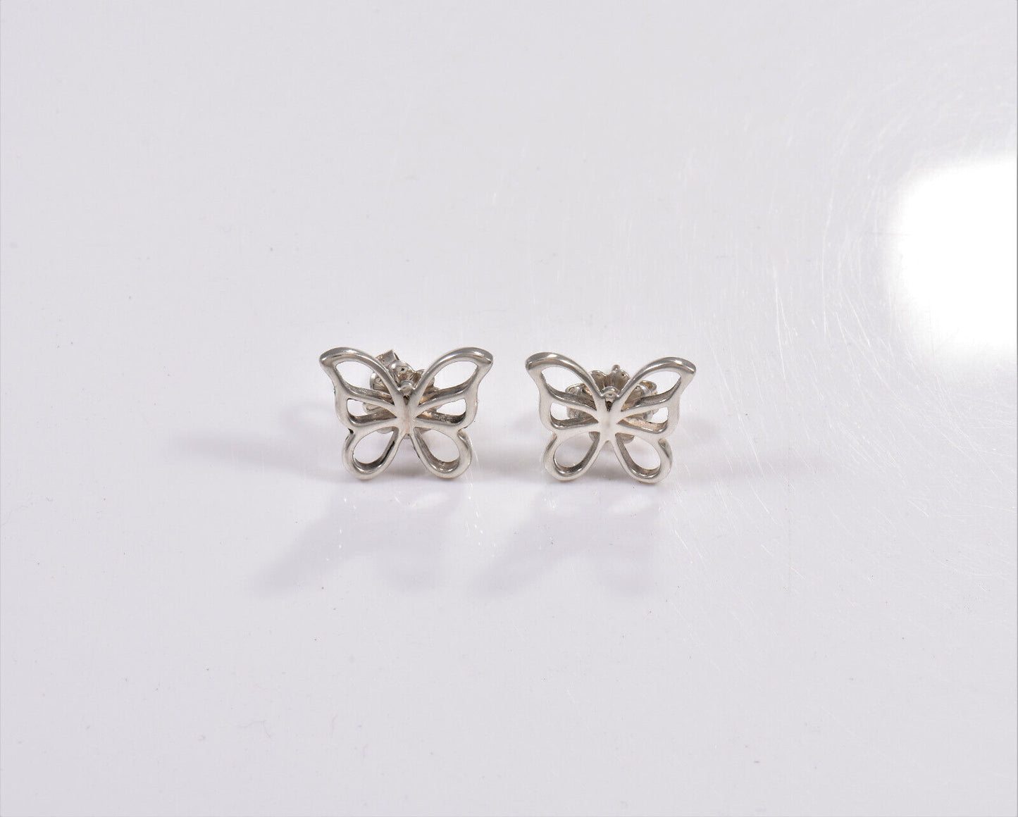 Tiffany & Co Sterling Silver 11mm Butterfly Earrings in Pouch Rare Lovely Insect