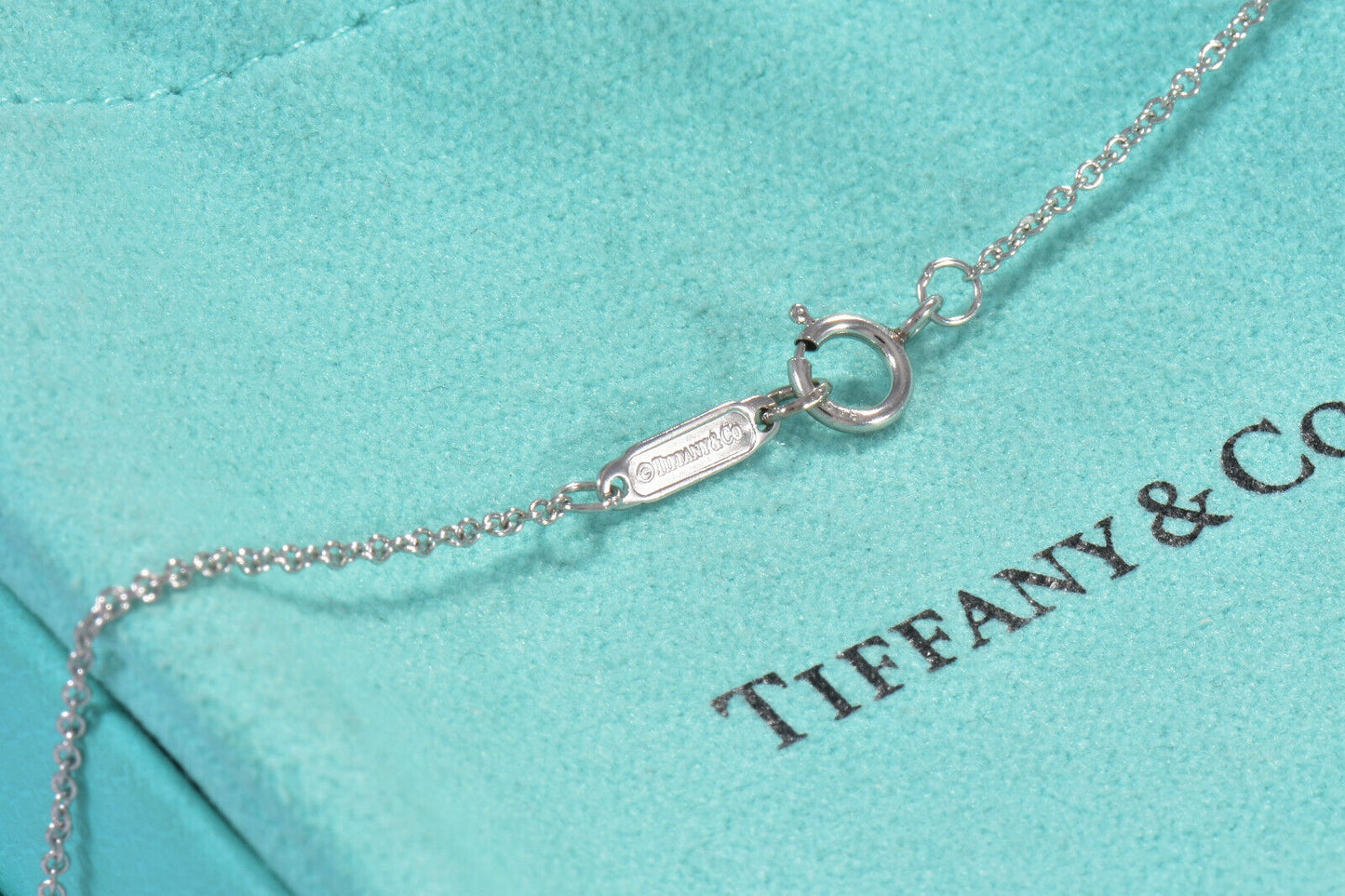 Tiffany & Co Platinum Diamond Large Letter U Pendant 16.5" Necklace In Box Pouch