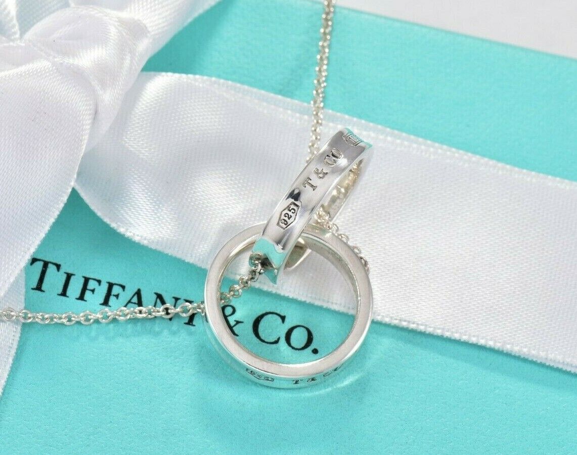 Tiffany & Co Silver Large 1837 Interlocking Circles 20" Necklace in Box Pouch