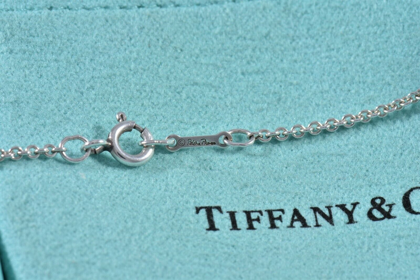 19" Tiffany & Co Paloma Picasso Double Loving Heart Infinity Necklace in Pouch