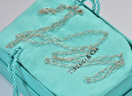 Tiffany & Co Sterling Silver Oval Chain Link XL 20.25" Necklace with Pouch Gift