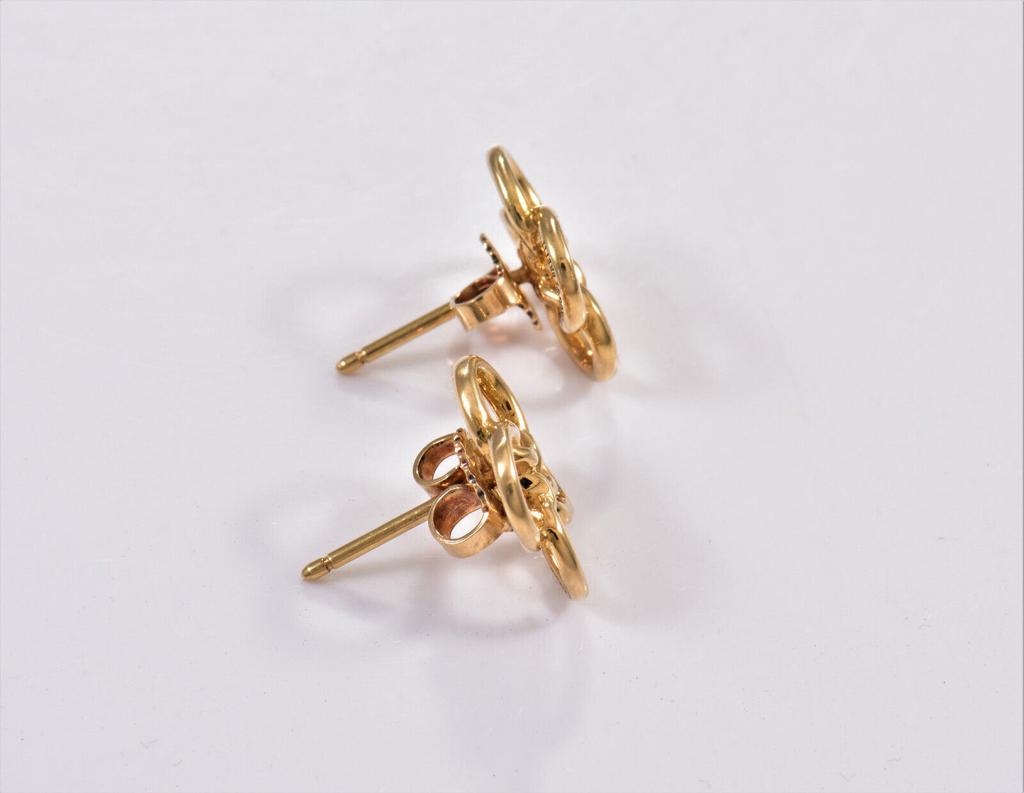 Tiffany & Co 18K Yellow Gold Elsa Peretti Quadrifoglio Earrings in Box Rare Luck