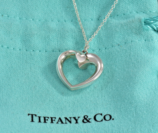 Tiffany & Co Silver Paloma Picasso Tenderness Embrace Heart Pendant 16" Necklace