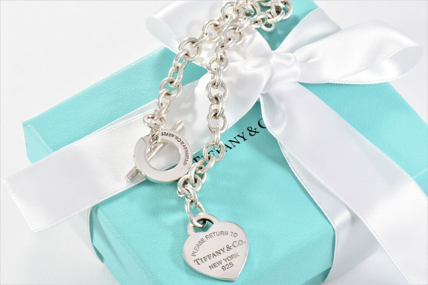 Please Return To Tiffany & Co Silver Toggle Chain Bracelet 8.5" New Version