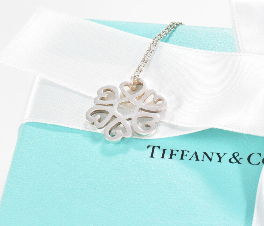 Tiffany & Co Silver Picasso Six Loving Heart Medallion Pendant Necklace in Pouch