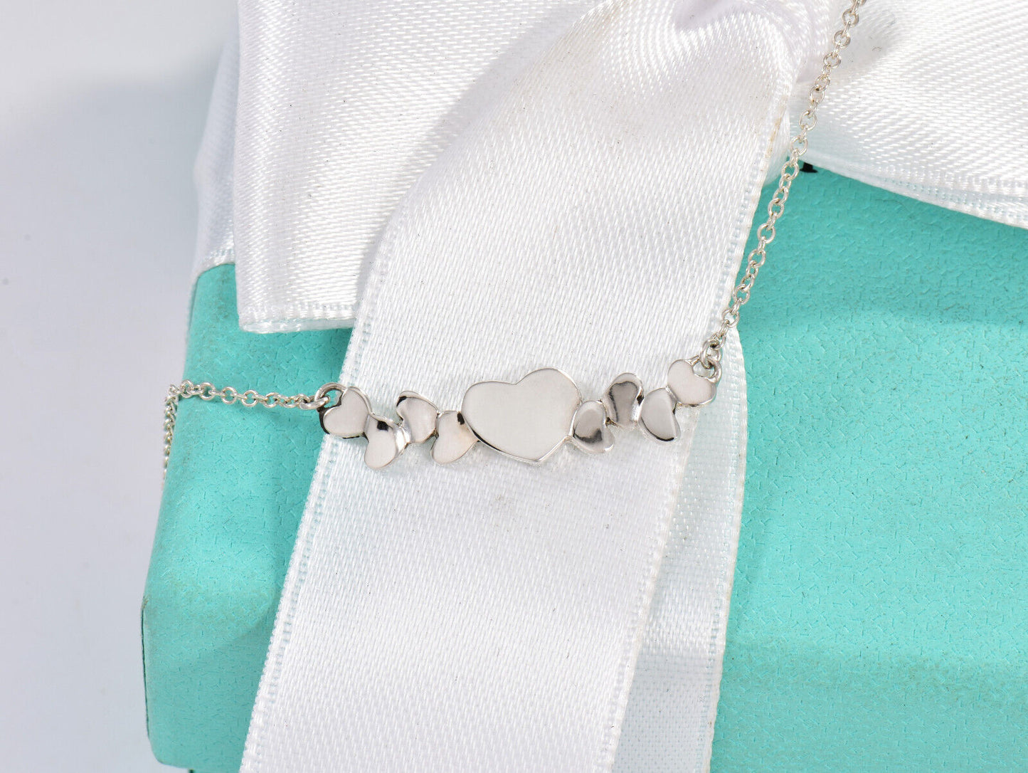 Tiffany & Co Silver Paloma Picasso Heart Cluster Pendant Necklace in Box Pouch