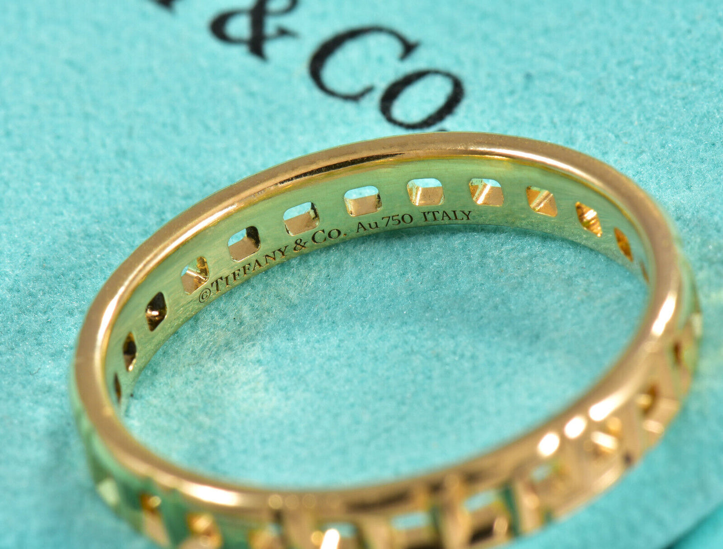 Tiffany & Co 18K Yellow Gold  T True Narrow 3.5mm Ring Size 8 in Box Pouch